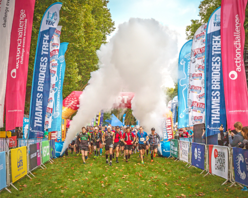A photo of participants taking part in the Thames Bridges Trek.